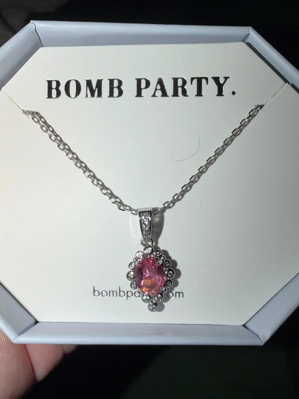 Bomb Party RETRO Necklace-Seek The Best Pink Tourmaline on Rhodium RBP3400
